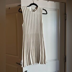 Reformation Ezra pleated ribbed organic cotton mini dress